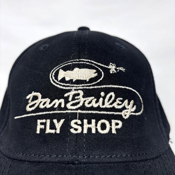Simms Fishing Dan Bailey Fly Shop Black Embroidered Sandwich Bill Cap Hat OSFM - Picture 2 of 7